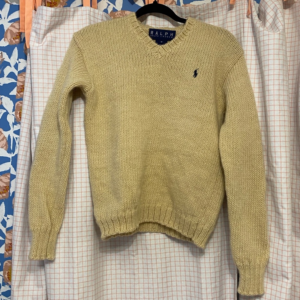 Ralph Lauren Womens Beige V-Neck Sweater